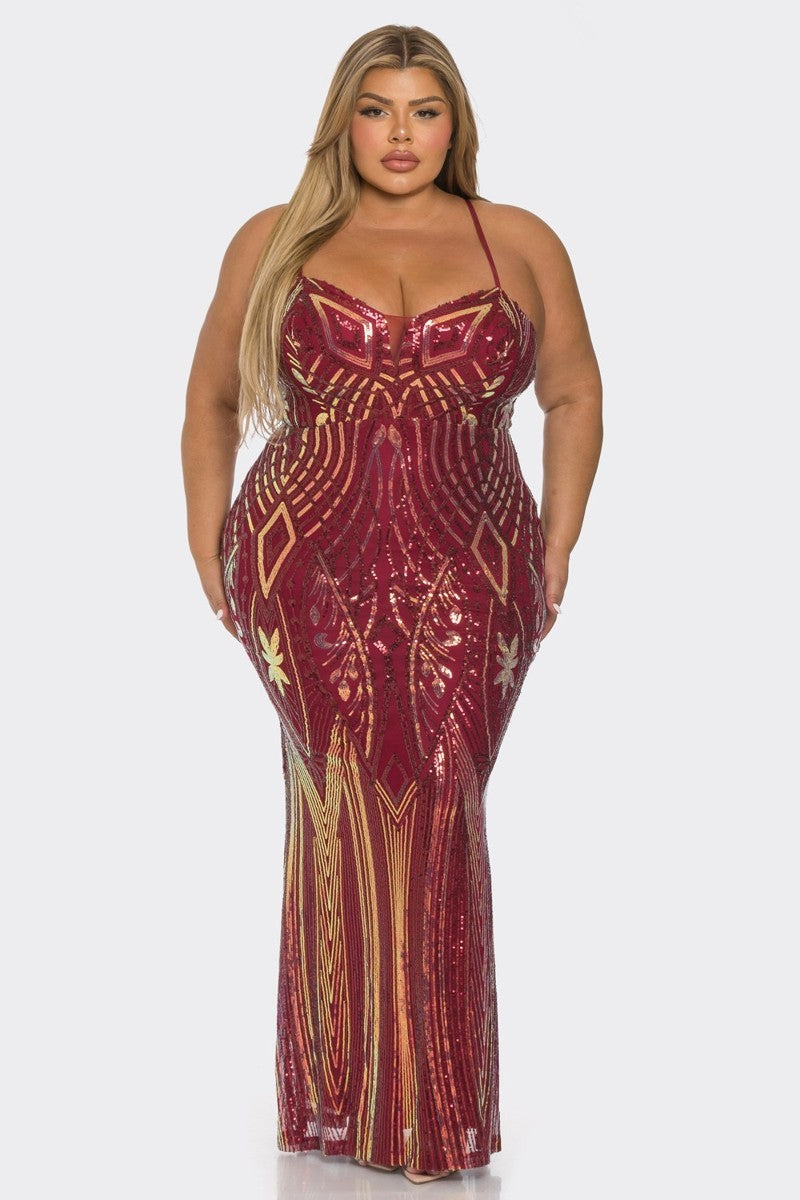 Curve - Multi Colored Sequin Prom Dress