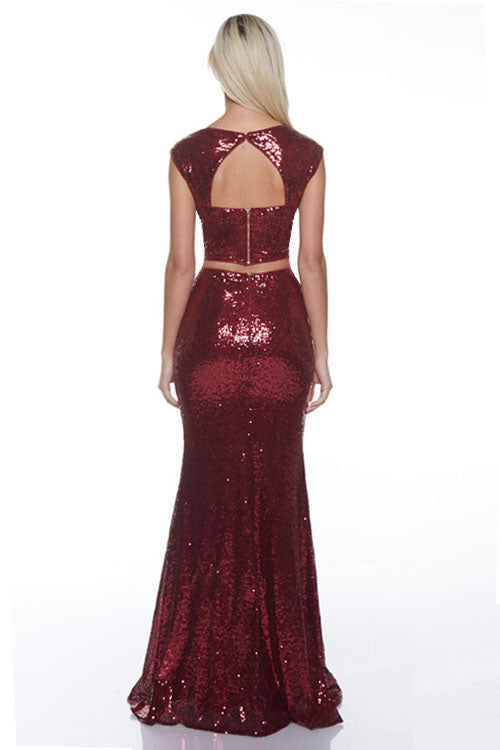 Two Piece Sequin Prom Dress