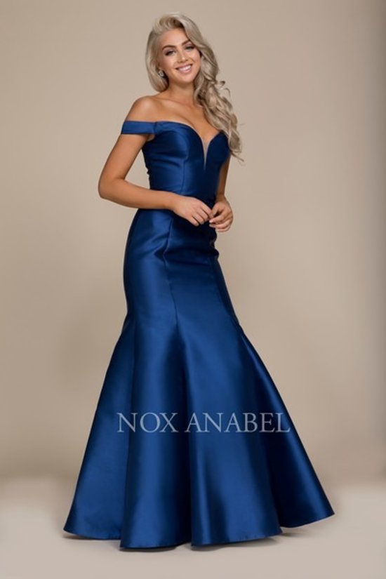 Off Shoulder V-Neck V-Back Mermaid Prom Dress