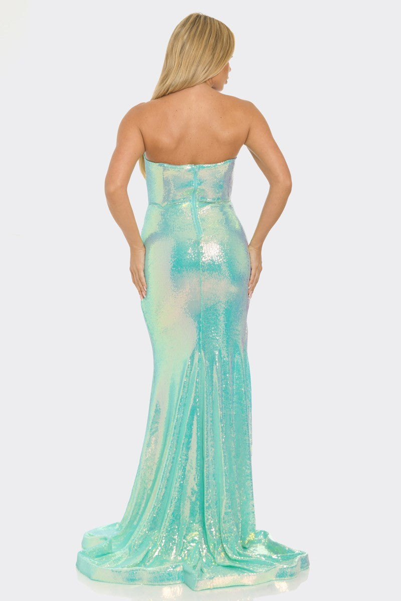 Strapless Sequin Prom Dress