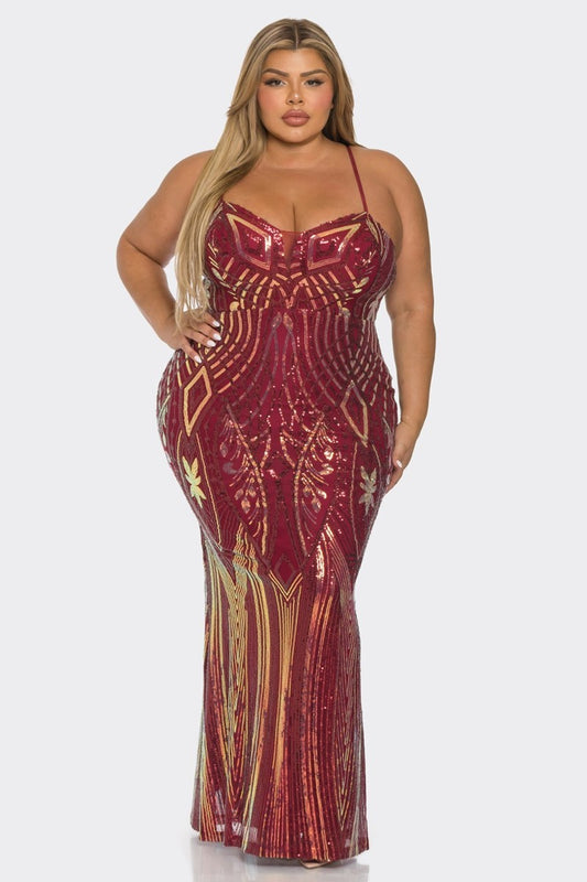 Curve - Multi Colored Sequin Prom Dress