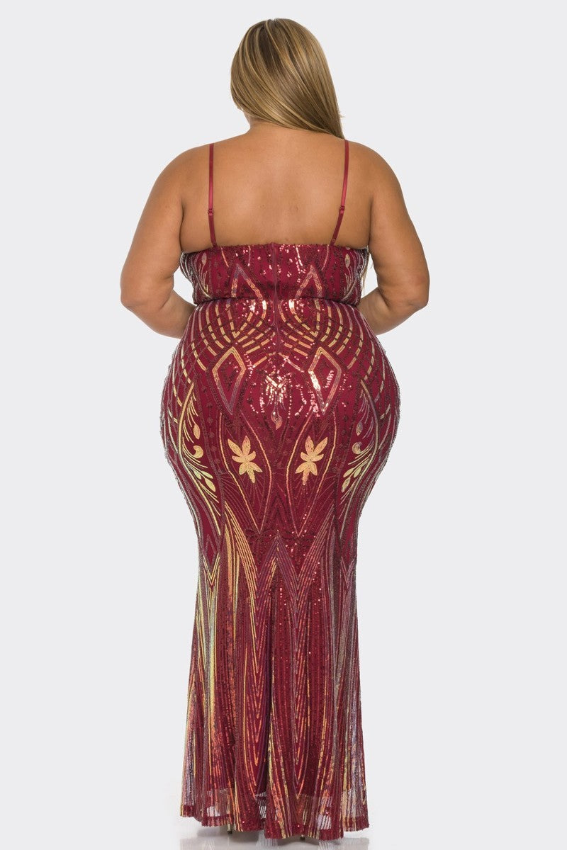Curve - Multi Colored Sequin Prom Dress