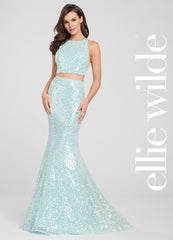 Two Piece Sequin Prom Dress Ellie Wilde By Mon Cheri EW119058
